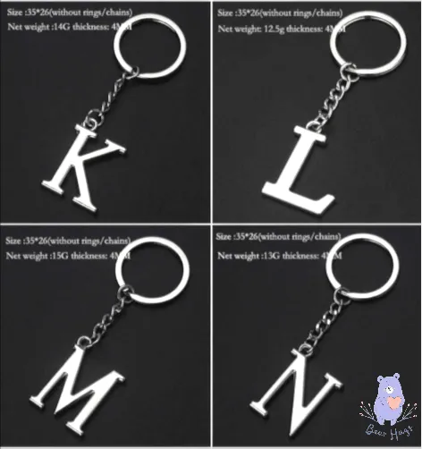 English Letters Keychain A to Z - Bear Hugs