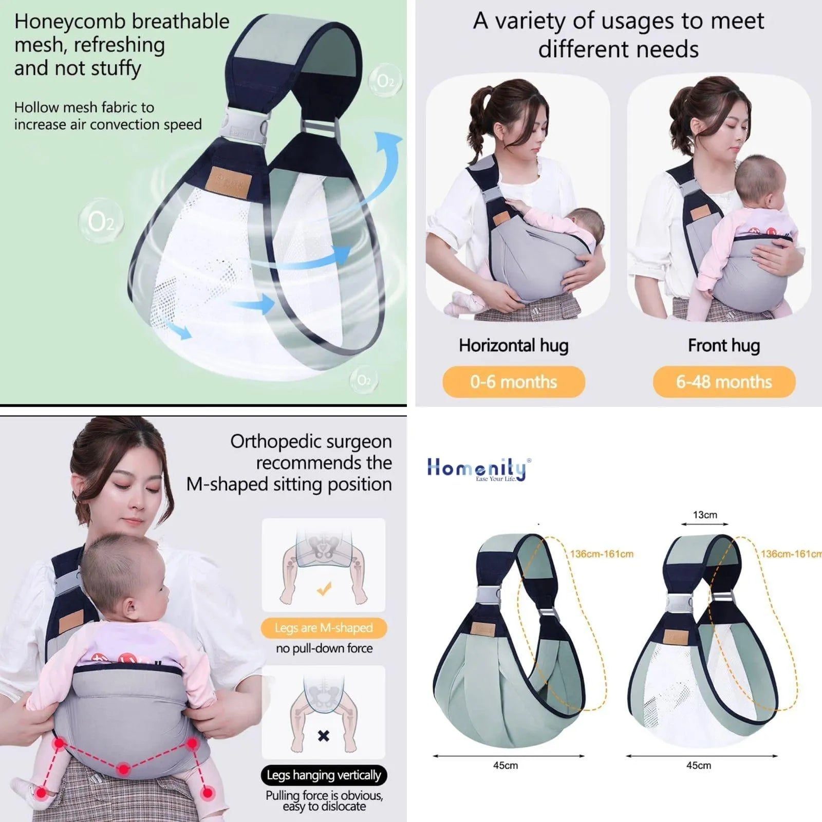 Ergonomic 3D Mesh Baby Carrier - Bear Hugs