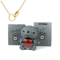 Eternal Rose Teddy Gift Box with Custom Gold Pendant - Bear Hugs