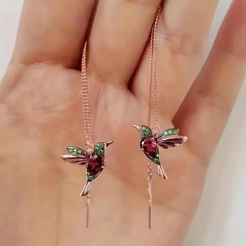 Exquisite Hummingbird Design Dangle Earrings - Bear Hugs