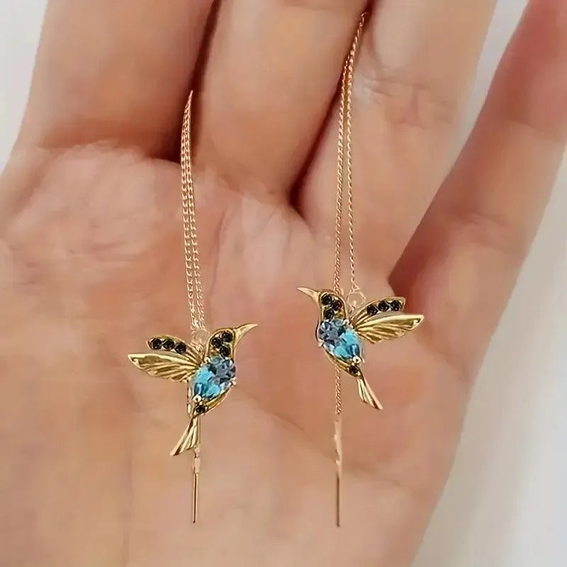 Exquisite Hummingbird Design Dangle Earrings - Bear Hugs