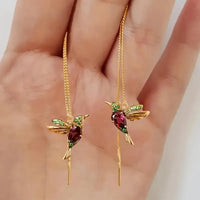 Exquisite Hummingbird Design Dangle Earrings - Bear Hugs