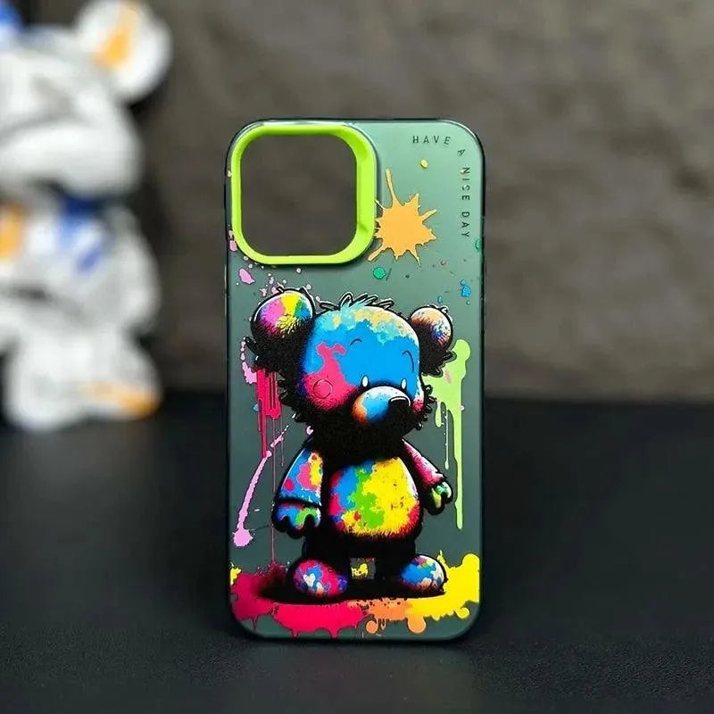 Fashion Graffiti Animal Print Case (For iPhones) - Bear Hugs