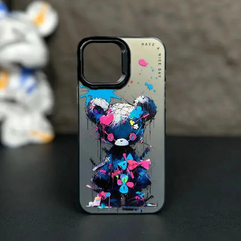 Fashion Graffiti Animal Print Case (For iPhones) - Bear Hugs