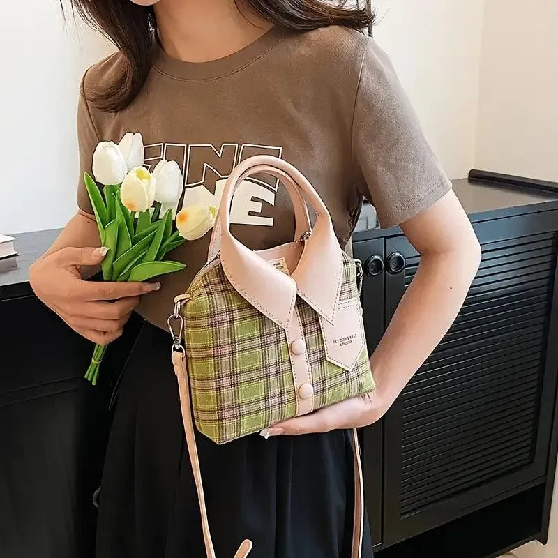 Fashionable Plaid Shirt Design Handbags - Bear Hugs