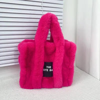 Faux Fur Plain Tote Bag - Bear Hugs