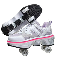 Flash LED Kick Speed Four-Wheel 2 in 1 Deformation Roller Skate Shoes - Bear Hugs