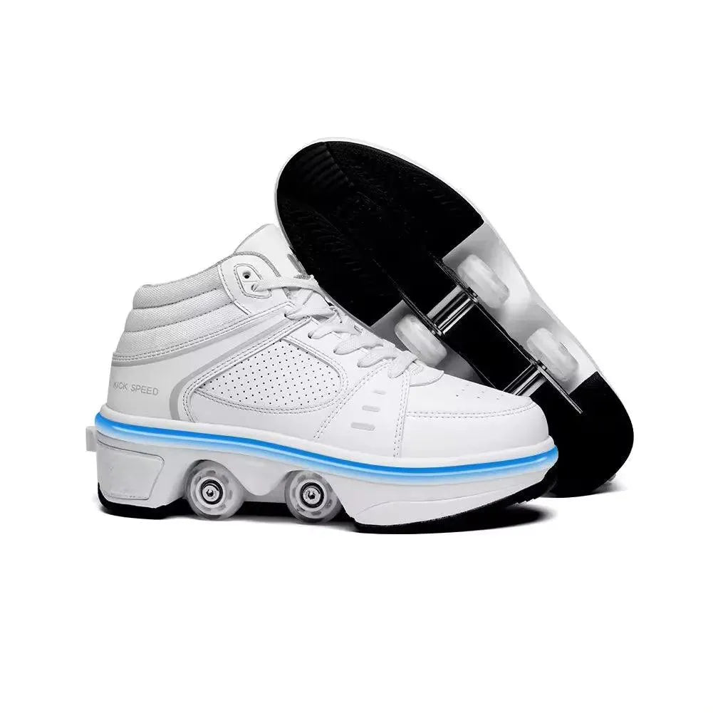 Flash LED Kick Speed Four-Wheel 2 in 1 Deformation Roller Skate Shoes - Bear Hugs