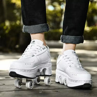 Flash LED Kick Speed Four-Wheel 2 in 1 Deformation Roller Skate Shoes - Bear Hugs