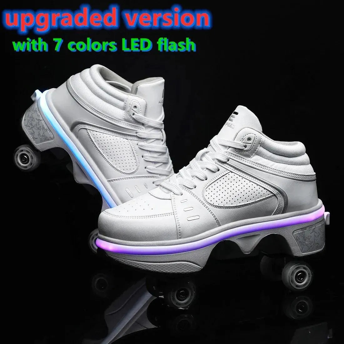 Flash LED Kick Speed Four-Wheel 2 in 1 Deformation Roller Skate Shoes - Bear Hugs