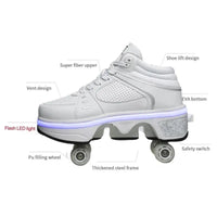 Flash LED Kick Speed Four-Wheel 2 in 1 Deformation Roller Skate Shoes - Bear Hugs