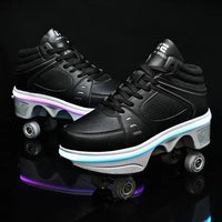 Flash LED Kick Speed Four-Wheel 2 in 1 Deformation Roller Skate Shoes - Bear Hugs