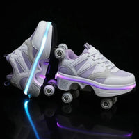 Flash LED Kick Speed Four-Wheel 2 in 1 Deformation Roller Skate Shoes - Bear Hugs