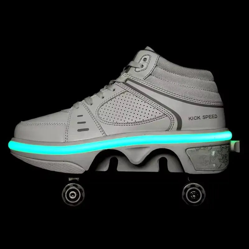 Flash LED Kick Speed Four-Wheel 2 in 1 Deformation Roller Skate Shoes - Bear Hugs