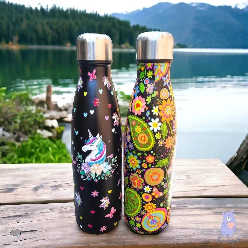 Floral Cola Metal Water Bottle (500 ml) - Bear Hugs