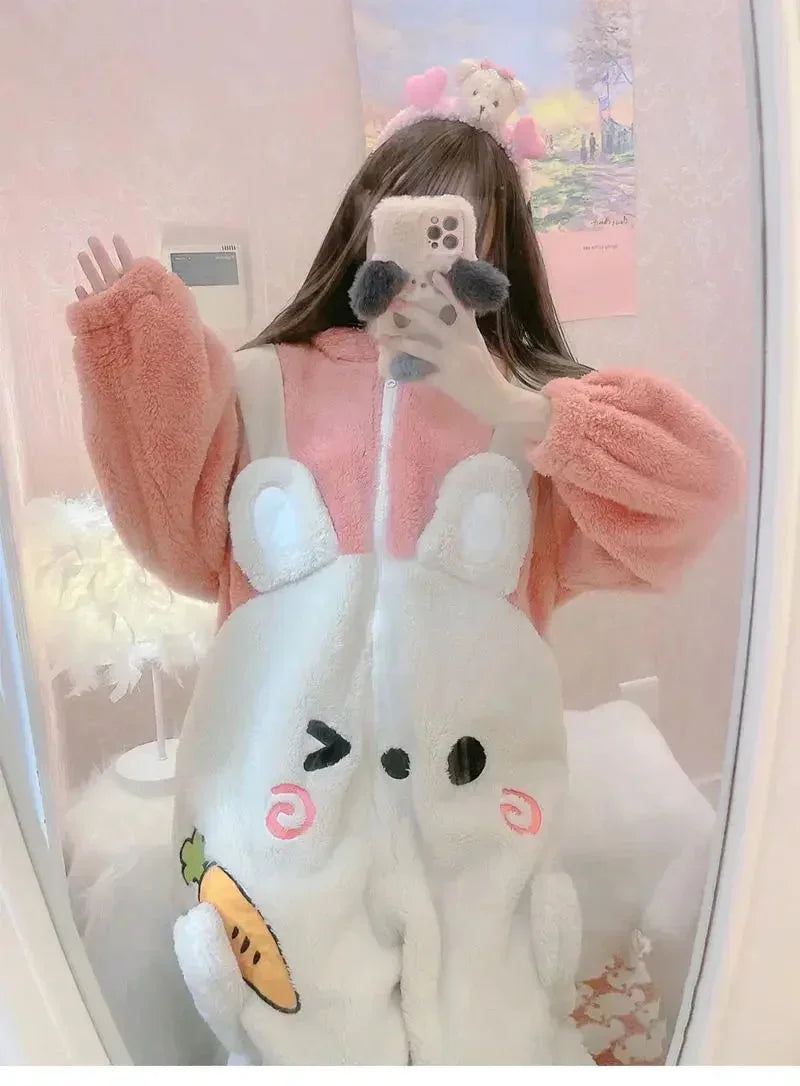 Fluffy Bunny Cozy Winter Onesie - Bear Hugs