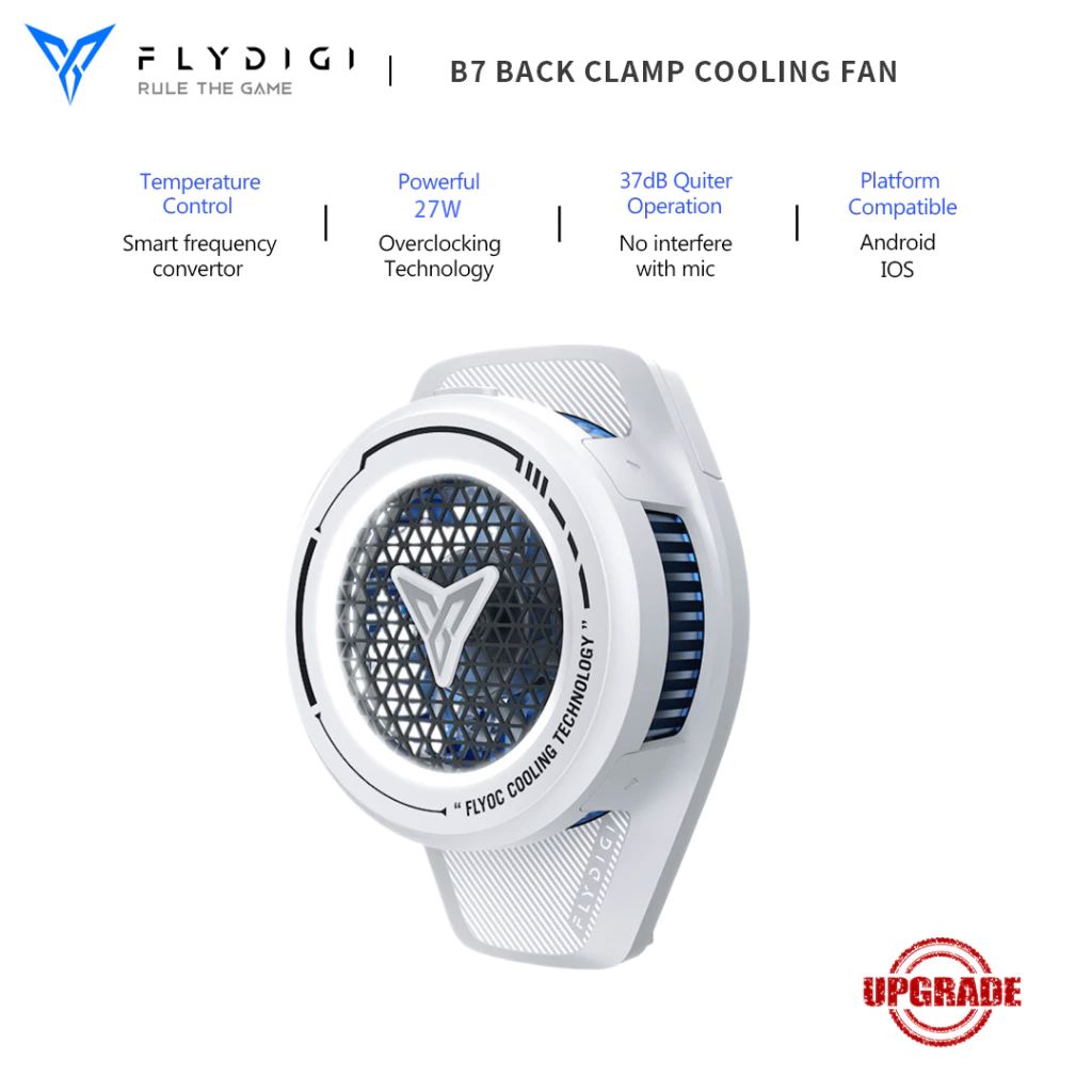 Flydigi B7 Back Clamp Cooler - Intelligent Temperature Control 2.0 Universal Cellphone Silent Cooler Fan - Bear Hugs