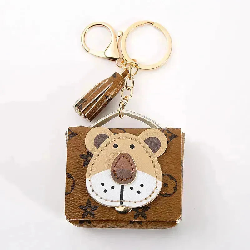 Premium Leather Lion Coin Purse Keychain