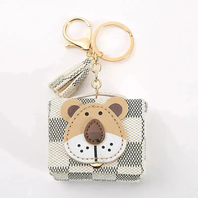 Premium Leather Lion Coin Purse Keychain