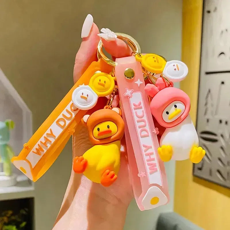 Porte-clés original en forme de canard à cou tordu 
