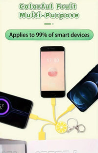 Fruit Shaped Mini 3-in-1 Charging Cable Keychain - Bear Hugs