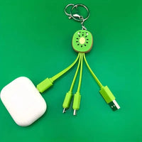 Fruit Shaped Mini 3-in-1 Charging Cable Keychain - Bear Hugs