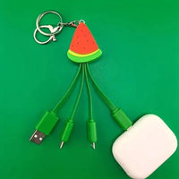 Fruit Shaped Mini 3-in-1 Charging Cable Keychain - Bear Hugs