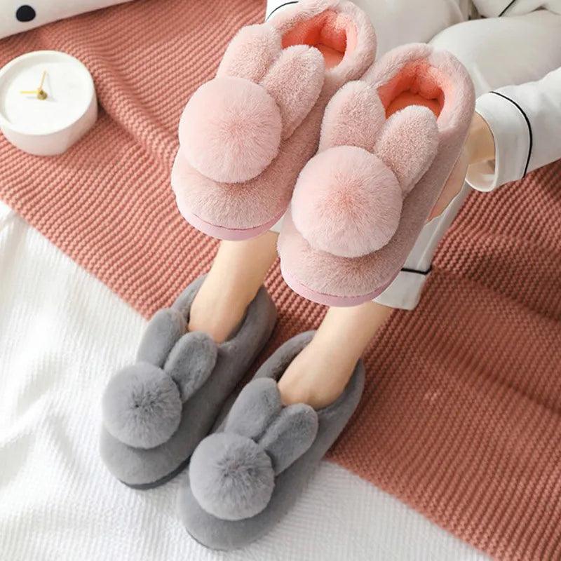 Furry Bunny Plush Indoor Shoes - Bear Hugs