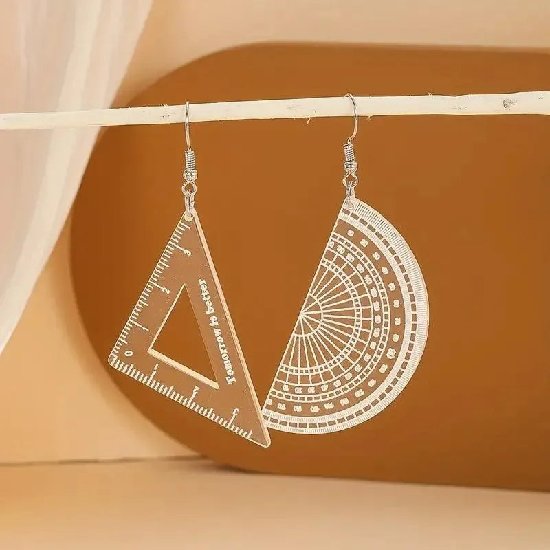 Geometric Instruments Asymmetric Dangle Earrings - Bear Hugs