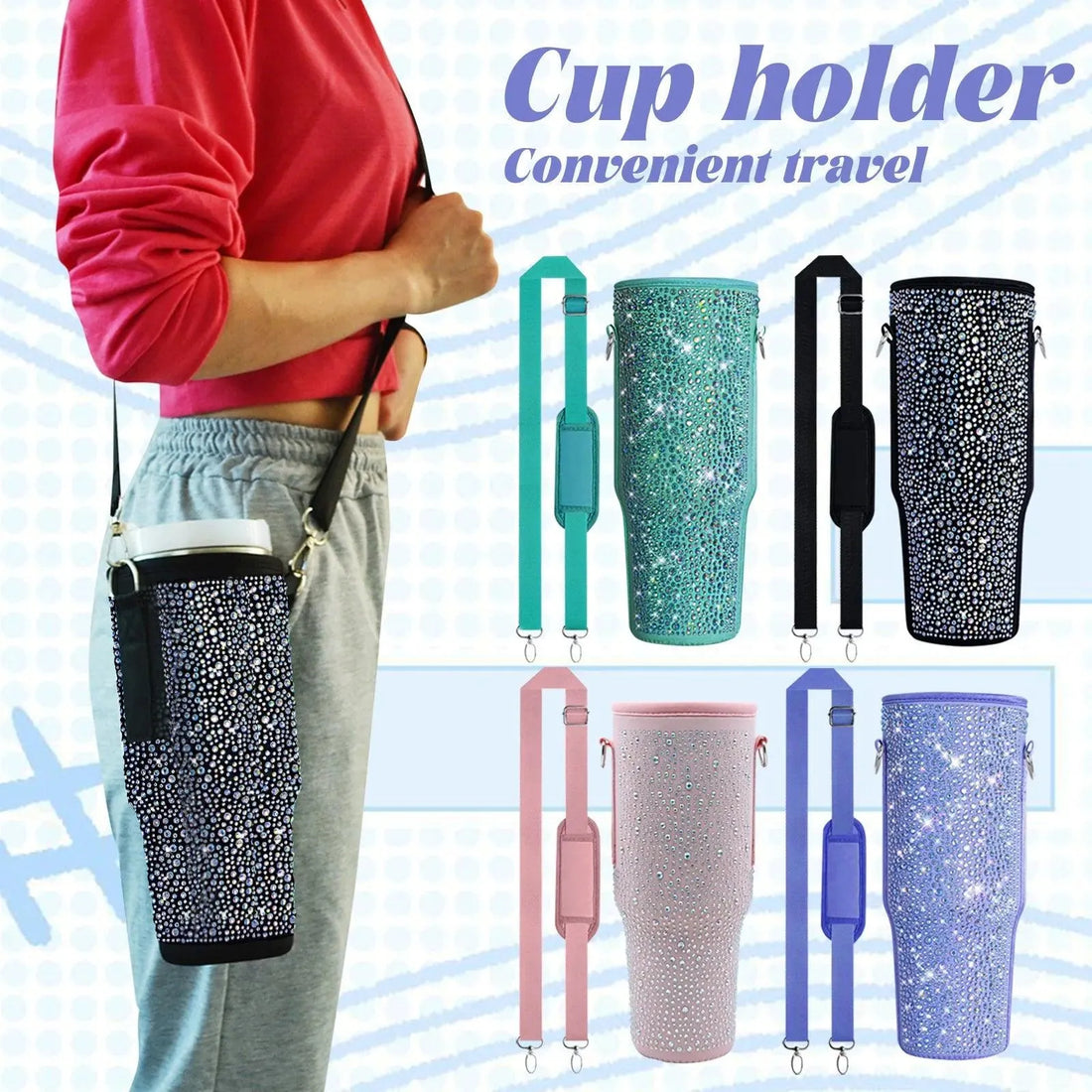 Glittery Stanley Cup Carrier Bag (For 30 oz & 40 oz) - Bear Hugs