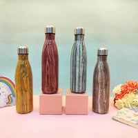 Glossy Wood Print Cola Metal Water Bottle (500 ml) - Bear Hugs