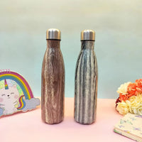 Glossy Wood Print Cola Metal Water Bottle (500 ml) - Bear Hugs