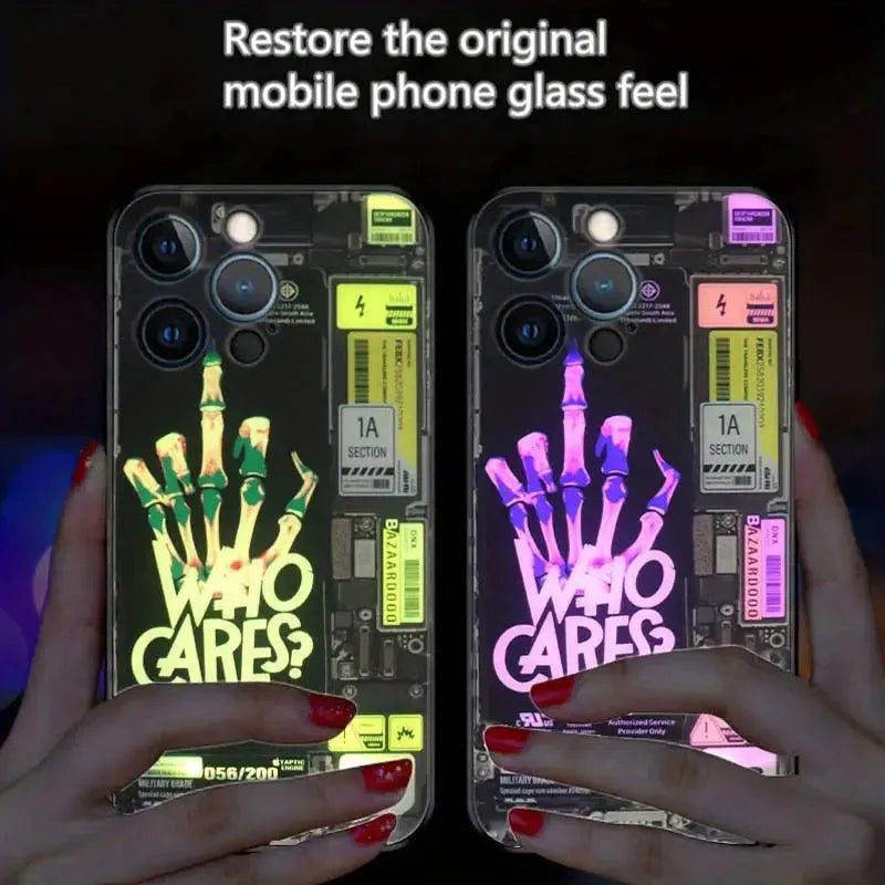 Glowing LED Who Cares Party Cover (For iPhone) - Bear Hugs