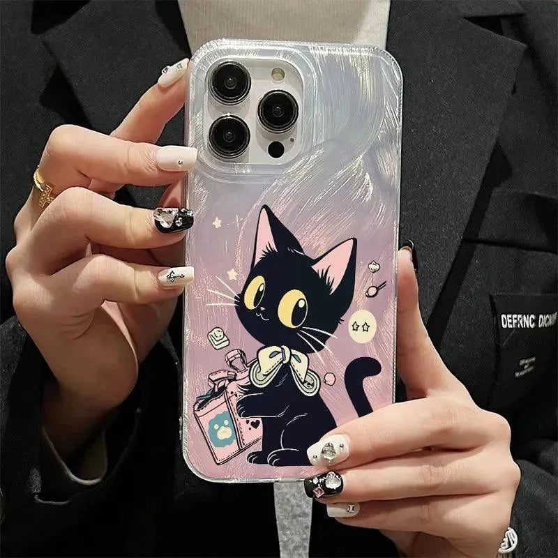 Gradient Black Cat Phone Case (For iPhones) - Bear Hugs