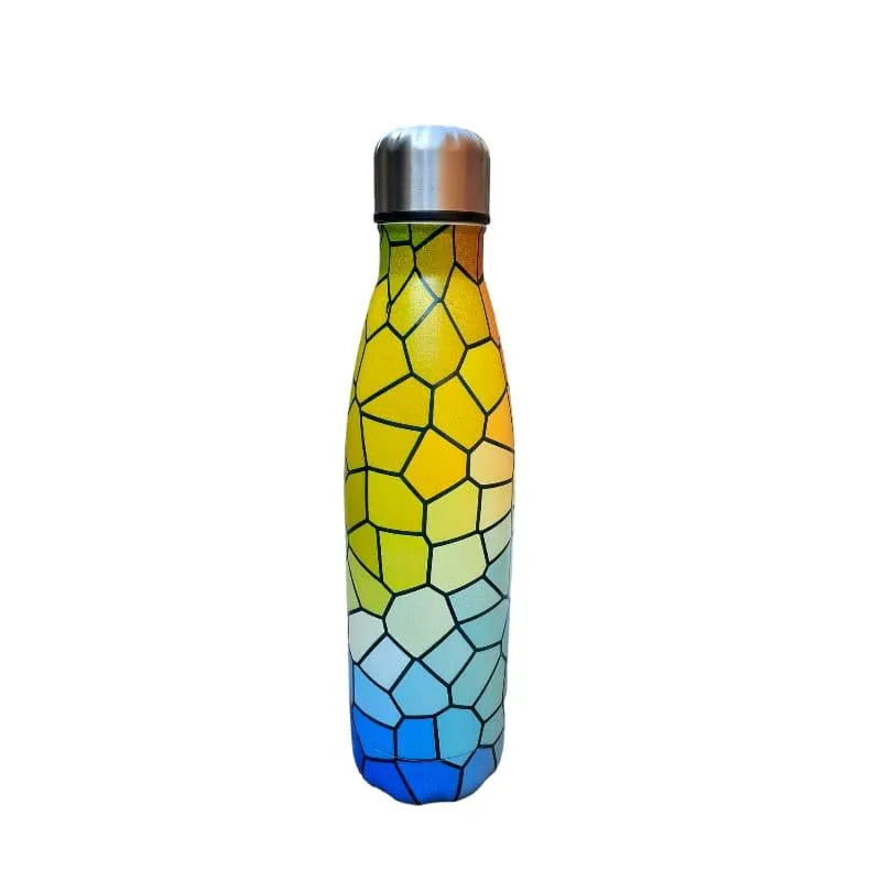 Grid Pattern Cola Metal Water Bottle (500 ml) - Bear Hugs