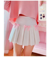 High Waist Mini Pleated Bow Skirt - Bear Hugs