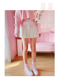 High Waist Mini Pleated Bow Skirt - Bear Hugs