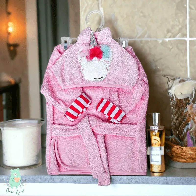 Hooded Bathrobe for Toddlers 0-9 Months - Bear Hugs