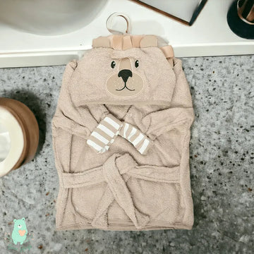 Hooded Bathrobe for Toddlers 0-9 Months - Bear Hugs