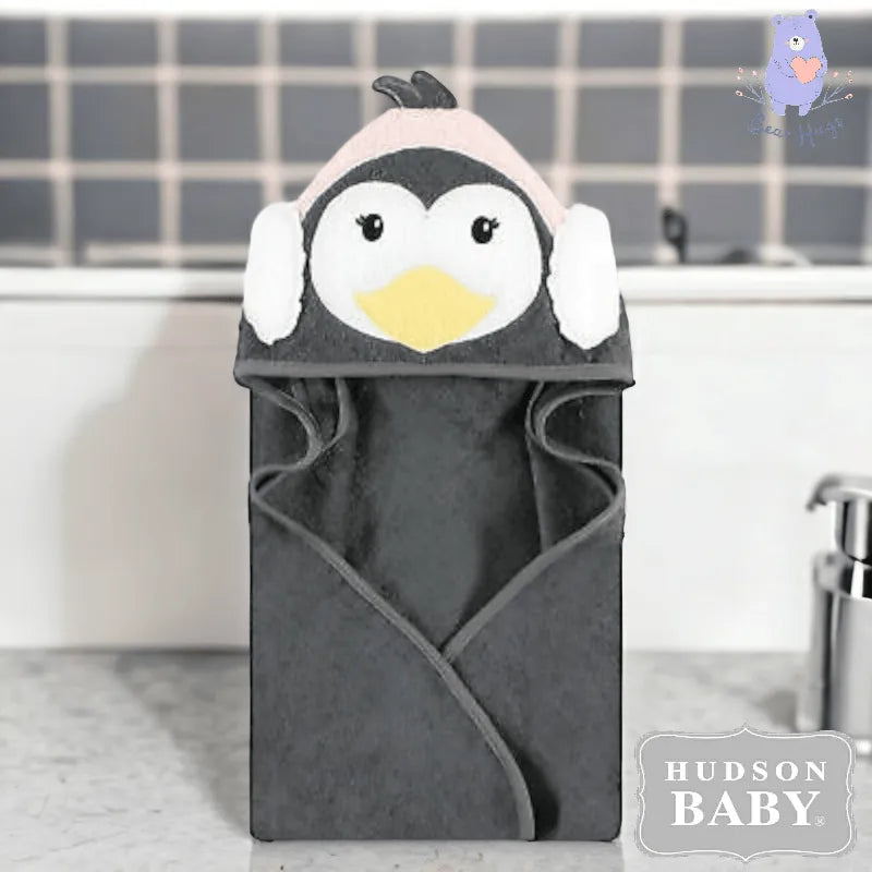 Hudson Baby Hooded Towel I Earmuff Penguin - Bear Hugs