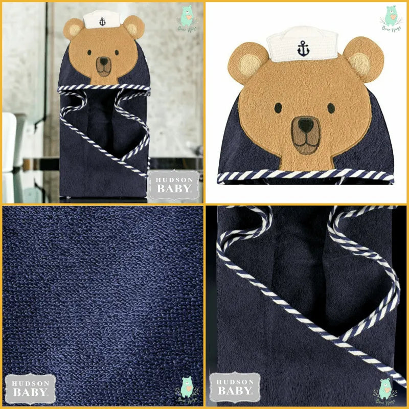 Hudson Baby Hooded Towel | Sailor Bear - Bear Hugs