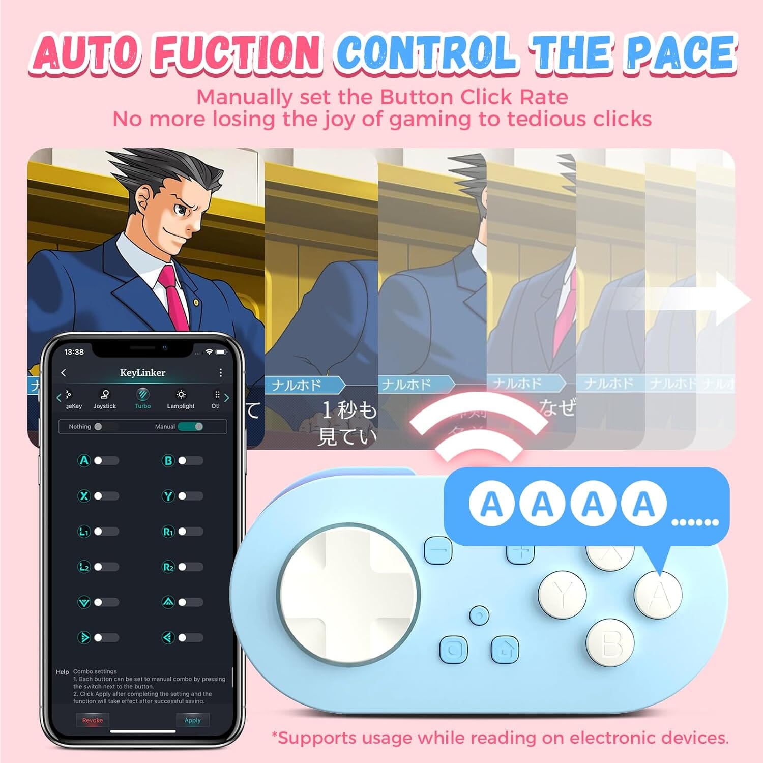 IINE Micro Bluetooth Controller, Pocket-sized Mini Gamepad for Switch/PC/Android/IOS, Pocket Game Controller with Auto-Fire Function/RGB Light/Keychain/Keyboard Mode - Bear Hugs