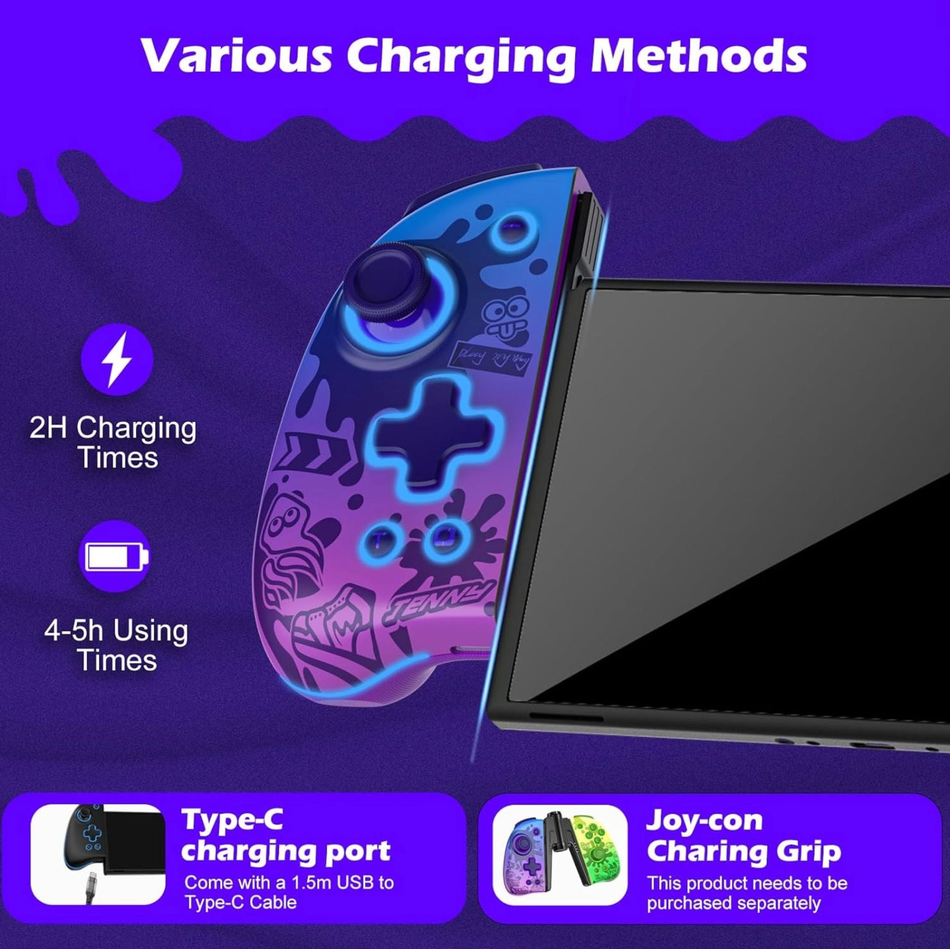 IINE Neptune Switch Controller, ALPS Joysticks Wireless Controller for Switch/Lite/OLED, Switch Gamepad Controller With Turbo/Macro/Wake-up/Screenshot/Dual Vibration/Motion/RGB Lights - Bear Hugs
