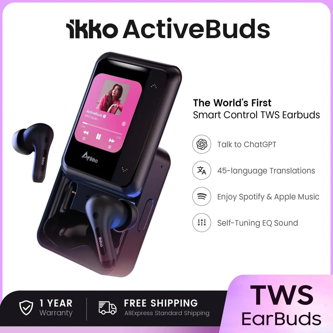 iKKO World's First AI Active TWS Earbuds - Bear Hugs