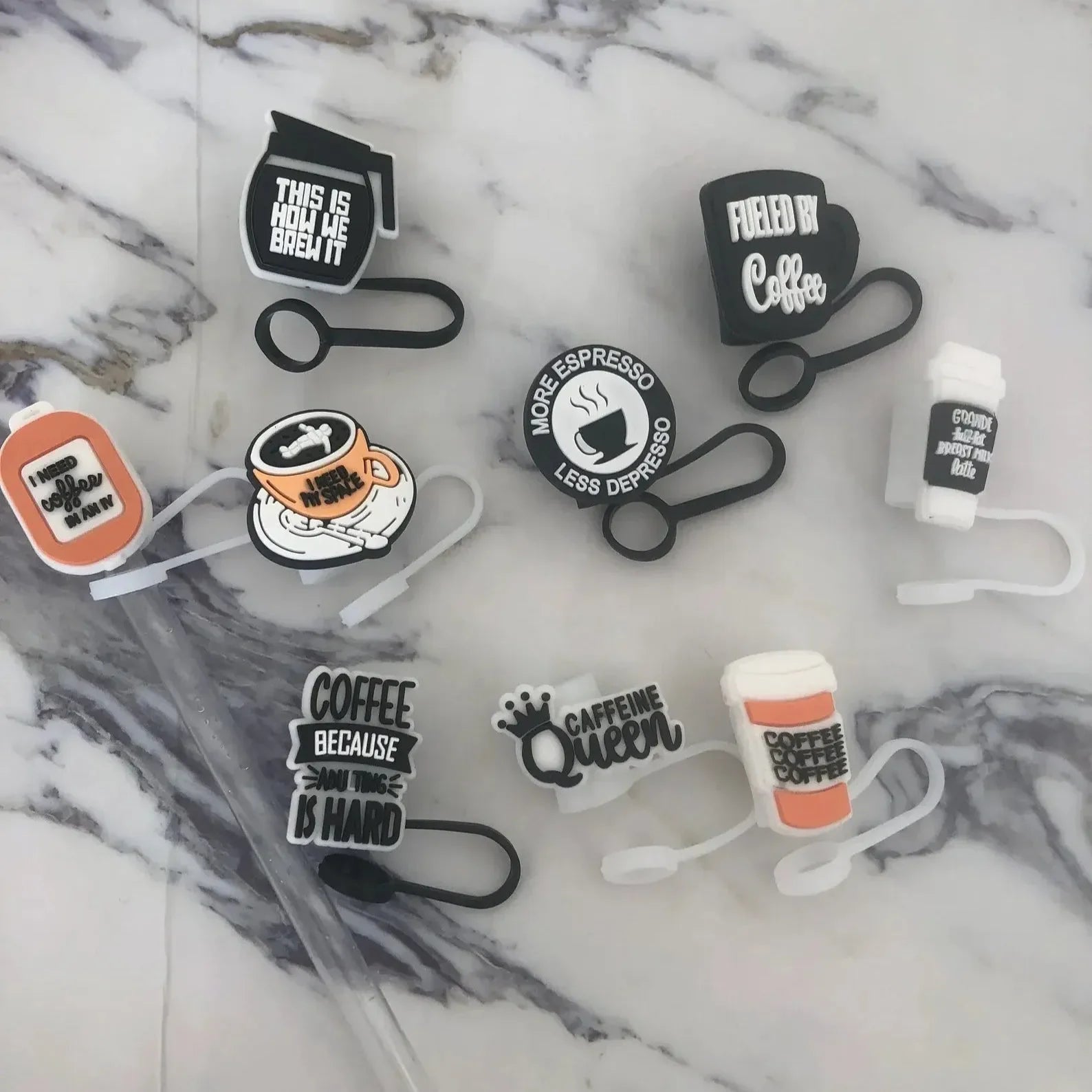 Brewtiful Coffee Themed Straw Toppers For 30 oz/40 oz Tumblers