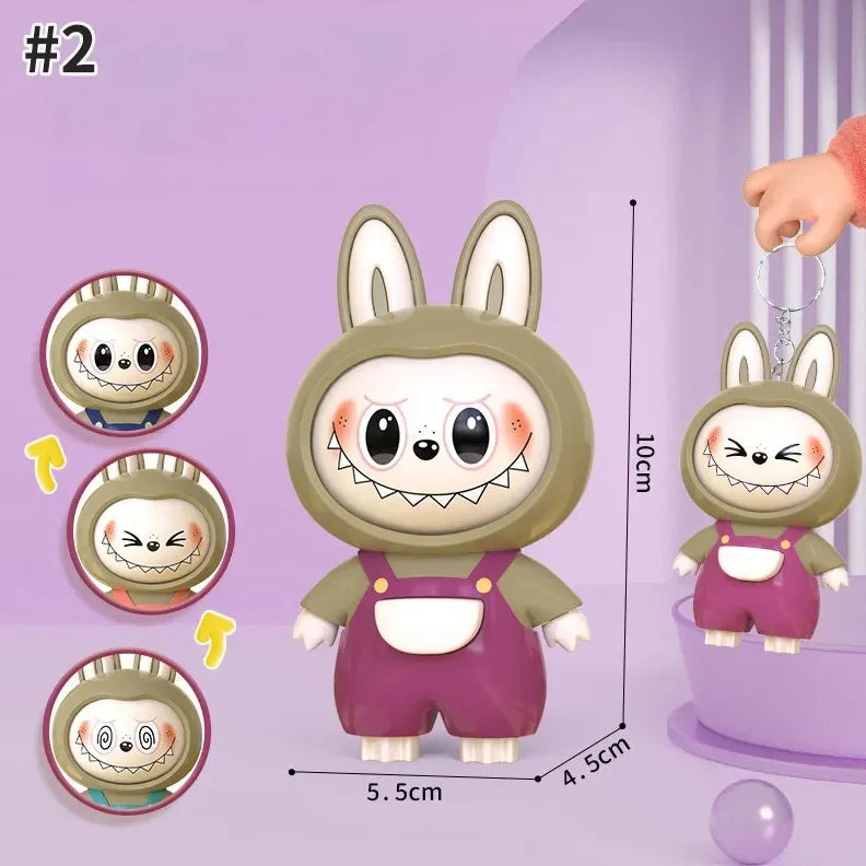 4 in 1 Mood Labubu Face Changing Keychain