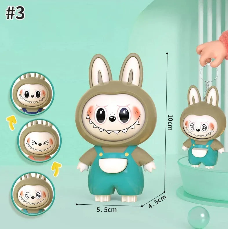 4 in 1 Mood Labubu Face Changing Keychain