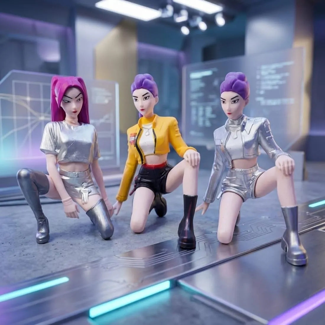 K-Pop Demon Hunters Kneeling Posture Figures