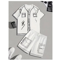2D Cartoon Sketch Athletic Tee and Shorts Set