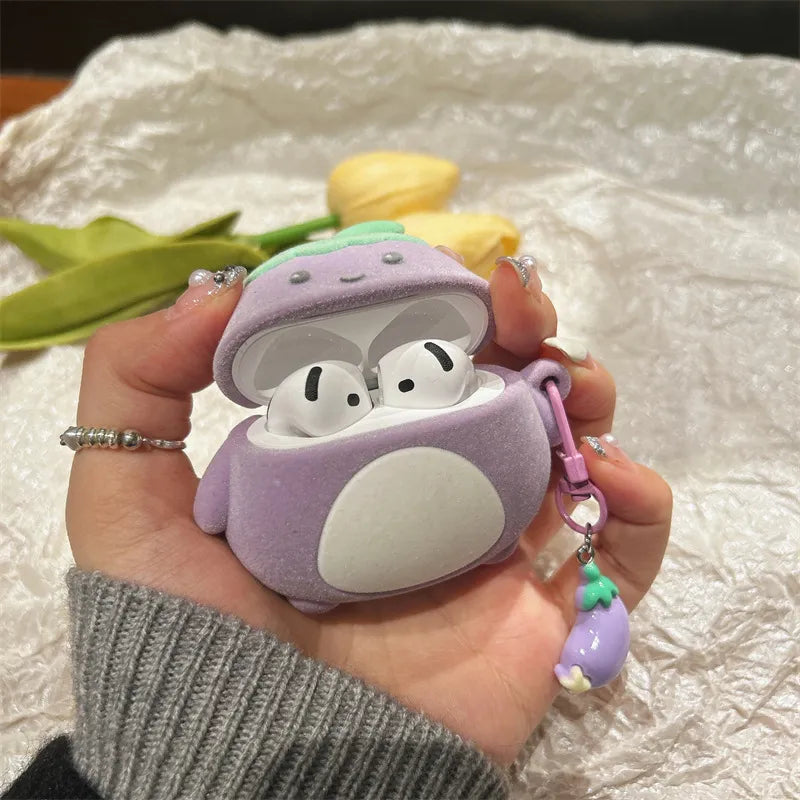 Flocked Eggplant Case (For AirPods)